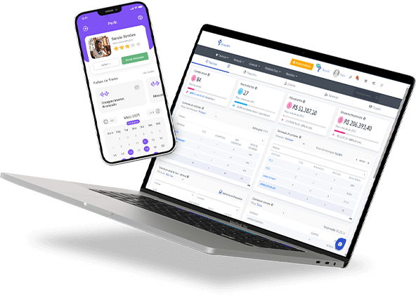 Imagem exemplo de tela para notebook e celular do aplicativo para personal trainer Tecnofit